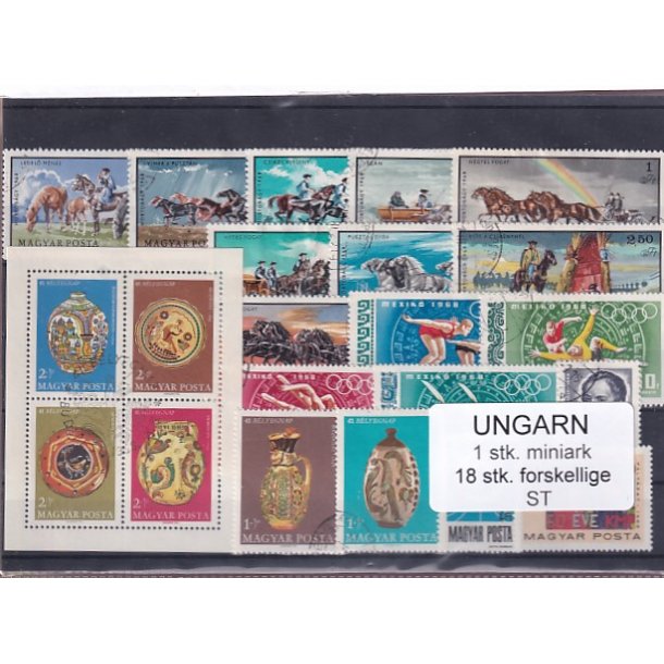 Ungarn - 1 Miniark + 18 stk. Stemplet