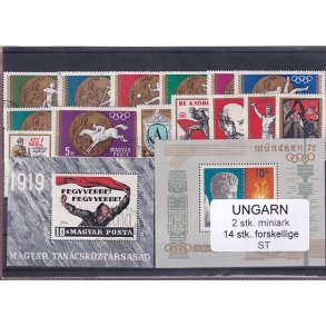 Ungarn - 2 Miniark + 14 stk. Stemplet