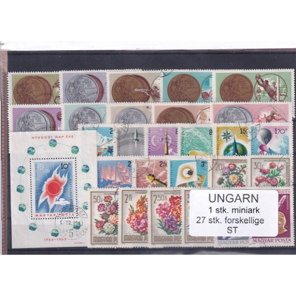 Ungarn - 1 Miniark + 27 stk. Stemplet