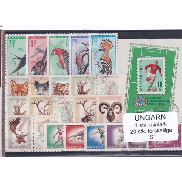 Ungarn - 1 Miniark + 20 stk. stemplet