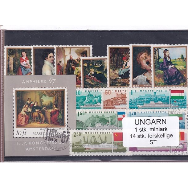 Ungarn - 2 Miniark + 14 stk. stemplet