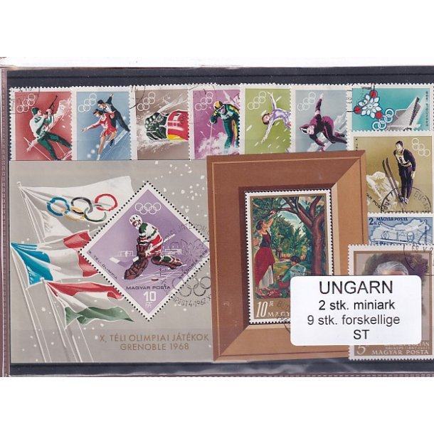 Ungarn - 2 Miniark + 9 stk. stemplet
