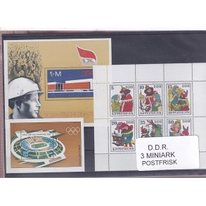 D.D.R Samling - 3 Miniark - Postfrisk
