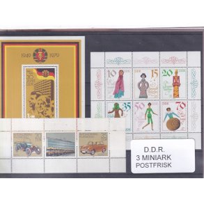 D.D.R Samling - 3 Miniark - Postfrisk