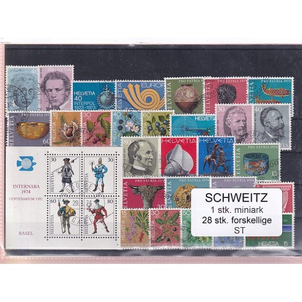 Schweiz Samling - 1 Miniark - 28 stk.  stemplet/ustemplet