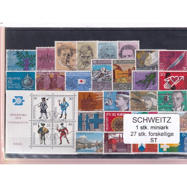 Schweiz Samling - 1 Miniark - 27 stk.  stemplet/ustemplet