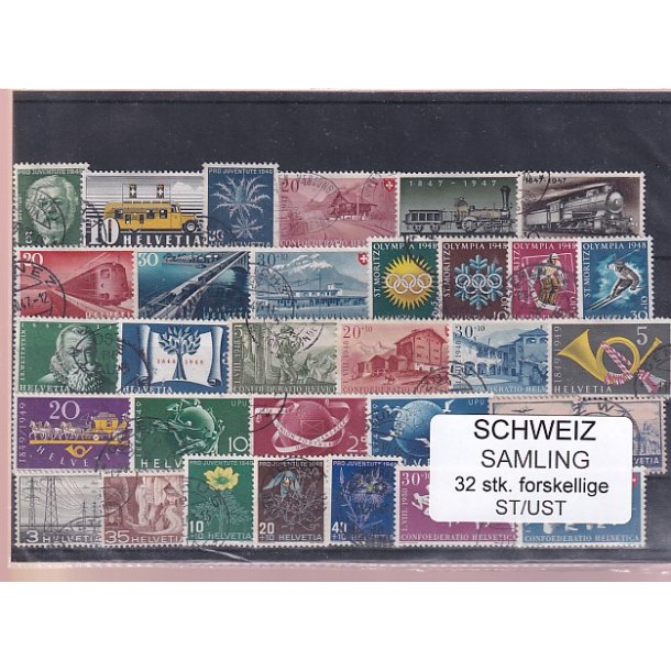 Schweiz Samling - 32 stk.  stemplet/ustemplet