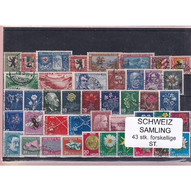 Schweiz Samling - 43 stk.  stemplet