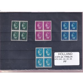 Holland Samling - 4 Firblokke - AFA 242 -44-45-46 - Utakket - Postfrisk