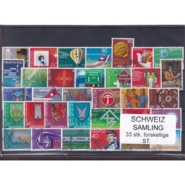 Schweiz Samling - 33 stk.  stemplet/ustemplet