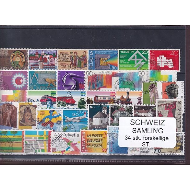 Schweiz Samling - 34 stk.  stemplet/ustemplet