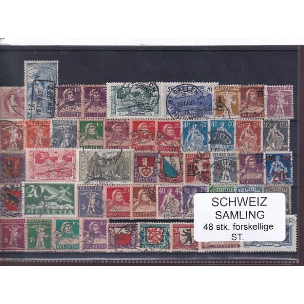Schweiz Samling - 48 stk.  stemplet/ustemplet
