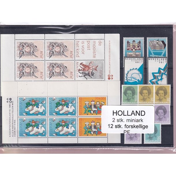 Holland - 2 Stk. Miniark - 12 Stk. Forskellige - Postfrisk