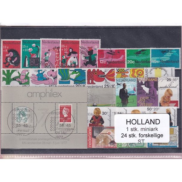 Holland - 1 Stk. Miniark - 24 Stk. Forskellige - Stemplet