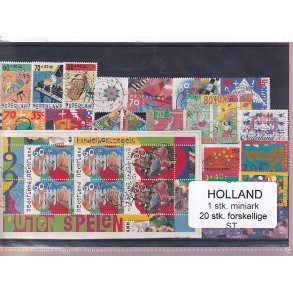 Holland - 1 Stk. Miniark - 20 Stk. Forskellige - Stemplet