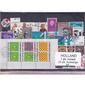 Holland - 1 Stk. Miniark - 23 Stk. Forskellige - Stemplet