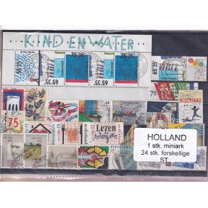Holland - 1 Stk. Miniark - 24 Stk. Forskellige - Stemplet