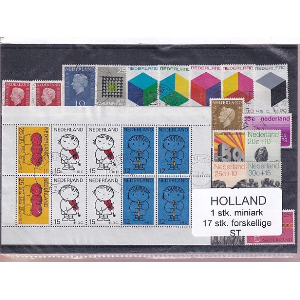 Holland - 1 Stk. Miniark - 17 Stk. Forskellige - Stemplet