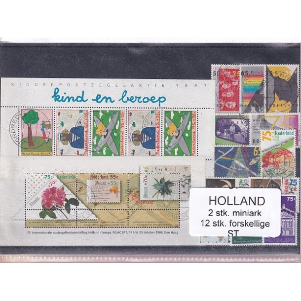 Holland - 2 Stk. Miniark - 12 Stk. Forskellige - Stemplet