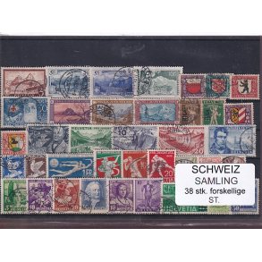 Schweiz Samling - 38 stk.  stemplet/ustemplet