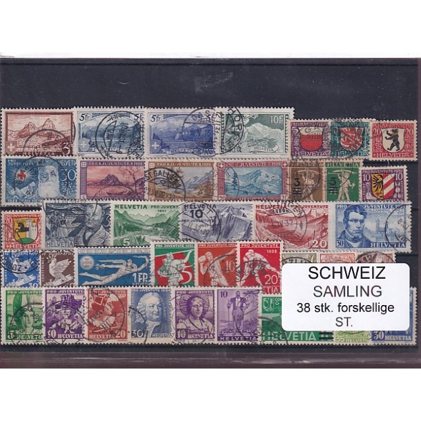 Schweiz Samling - 38 stk.  stemplet/ustemplet
