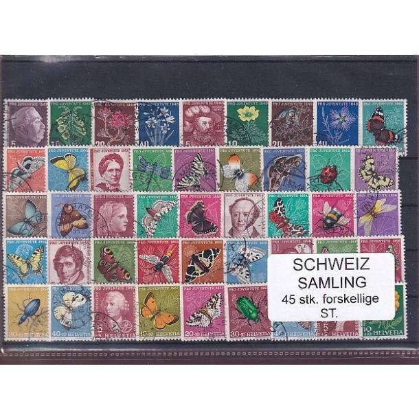 Schweiz Samling - 45 stk.  stemplet/ustemplet