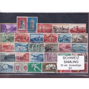 Schweiz Samling - 30 stk.  stemplet/ustemplet