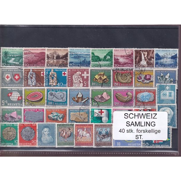 Schweiz Samling - 40 stk.  stemplet/ustemplet