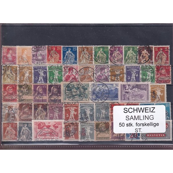 Schweiz Samling - 50 stk.  stemplet/ustemplet