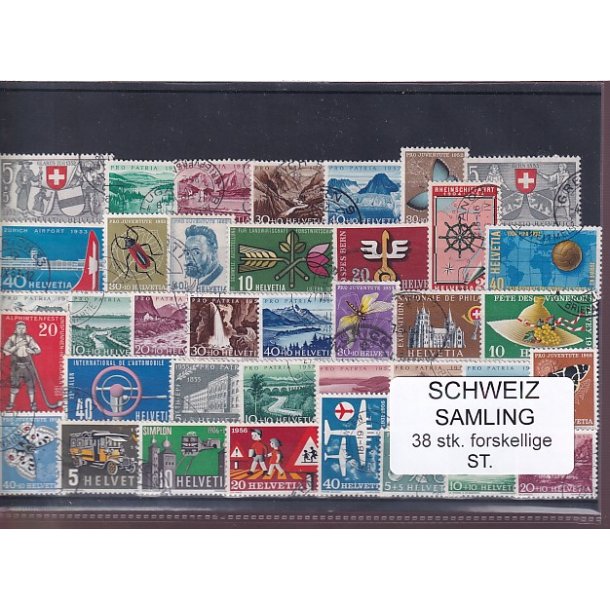 Schweiz Samling - 38 stk.  stemplet/ustemplet