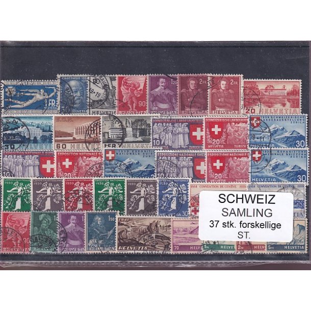 Schweiz Samling - 37 stk.  stemplet/ustemplet