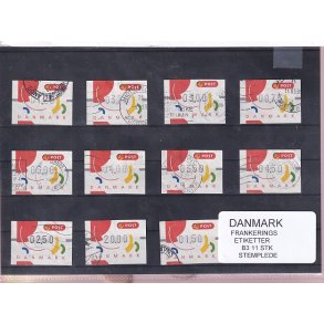 Danmark - Frankeringsetiketter  B 3 - 11 Stk. Stemplede 