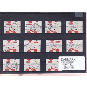 Danmark - Frankeringsetiketter  D 2 - 11 Stk. Stemplede 