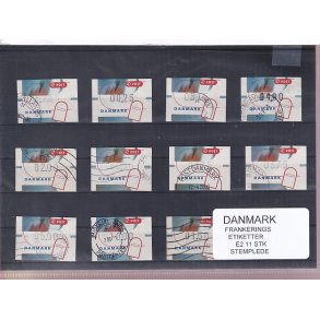 Danmark - Frankeringsetiketter  E 2 - 11 Stk. Stemplede 