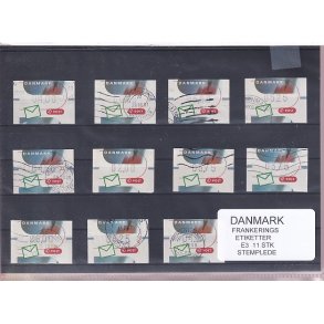 Danmark - Frankeringsetiketter  E 3 - 11 Stk. Stemplede 