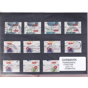 Danmark - Frankeringsetiketter  E 3 - F 1 - F2 - 11 Stk. Stemplede 