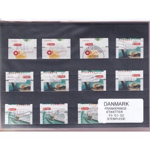 Danmark - Frankeringsetiketter  F 3 - G 1 - G 2 - 11 Stk. Stemplede 