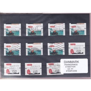 Danmark - Frankeringsetiketter  G 3 - H 1 - 11 Stk. Stemplede 