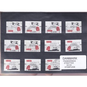 Danmark - Frankeringsetiketter  H 2 - H 3 - 11 Stk. Stemplede 