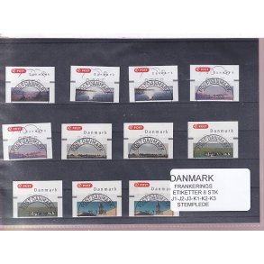 Danmark - Frankeringsetiketter - 11 Stk. Stemplede 