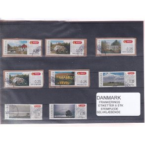 Danmark - Frankeringsetiketter - 8 Stk. Stemplede - Selvklbende