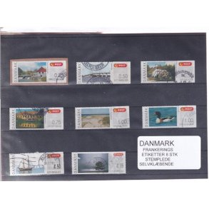 Danmark - Frankeringsetiketter - 8 Stk. Stemplede - Selvklbende