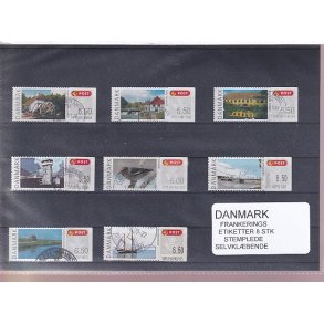 Danmark - Frankeringsetiketter - 8 Stk. Stemplede - Selvklbende