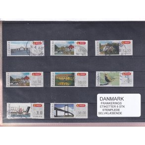 Danmark - Frankeringsetiketter - 8 Stk. Stemplede - Selvklbende