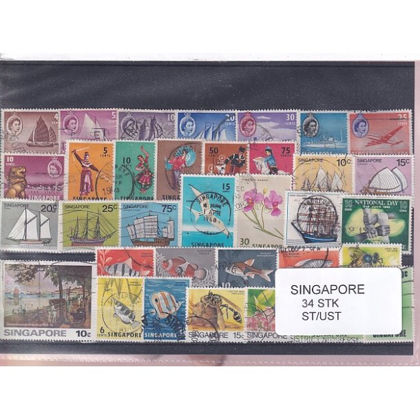 Singapore Samling. 34 Stk. Stemplet/Ustemplet