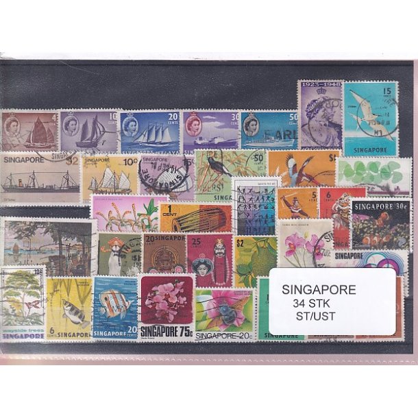 Singapore Samling. 34 Stk. Stemplet/Ustemplet