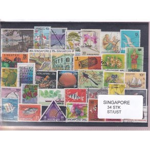 Singapore Samling. 34 Stk. Stemplet/Ustemplet
