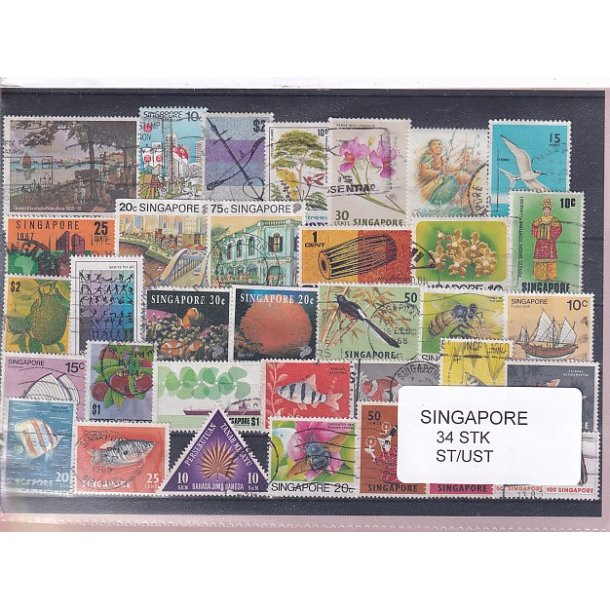 Singapore Samling. 34 Stk. Stemplet/Ustemplet