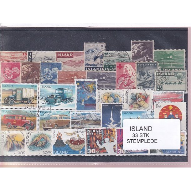 Island Samling 33 forskellige Stemplet