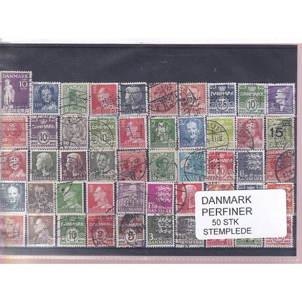 Danmark Perfiner 50 stk. Stemplet/Ustemplet